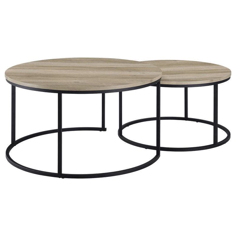 Arrize - 2 Piece Round Nesting Coffee Table Set - Pine Wood