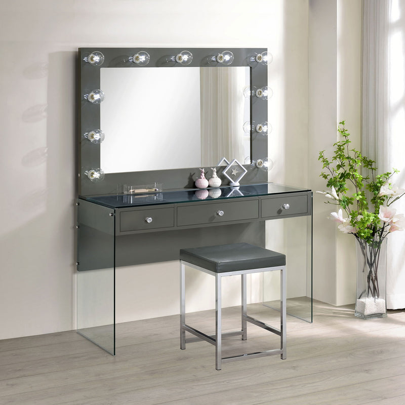 Katelyne - 3 Drawer Vanity Set With Mirror - Gray