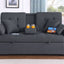 Cody II - Convertible Sleeper Loveseat With Cup Holder, Charging Ports and Pocket - Dark Gray