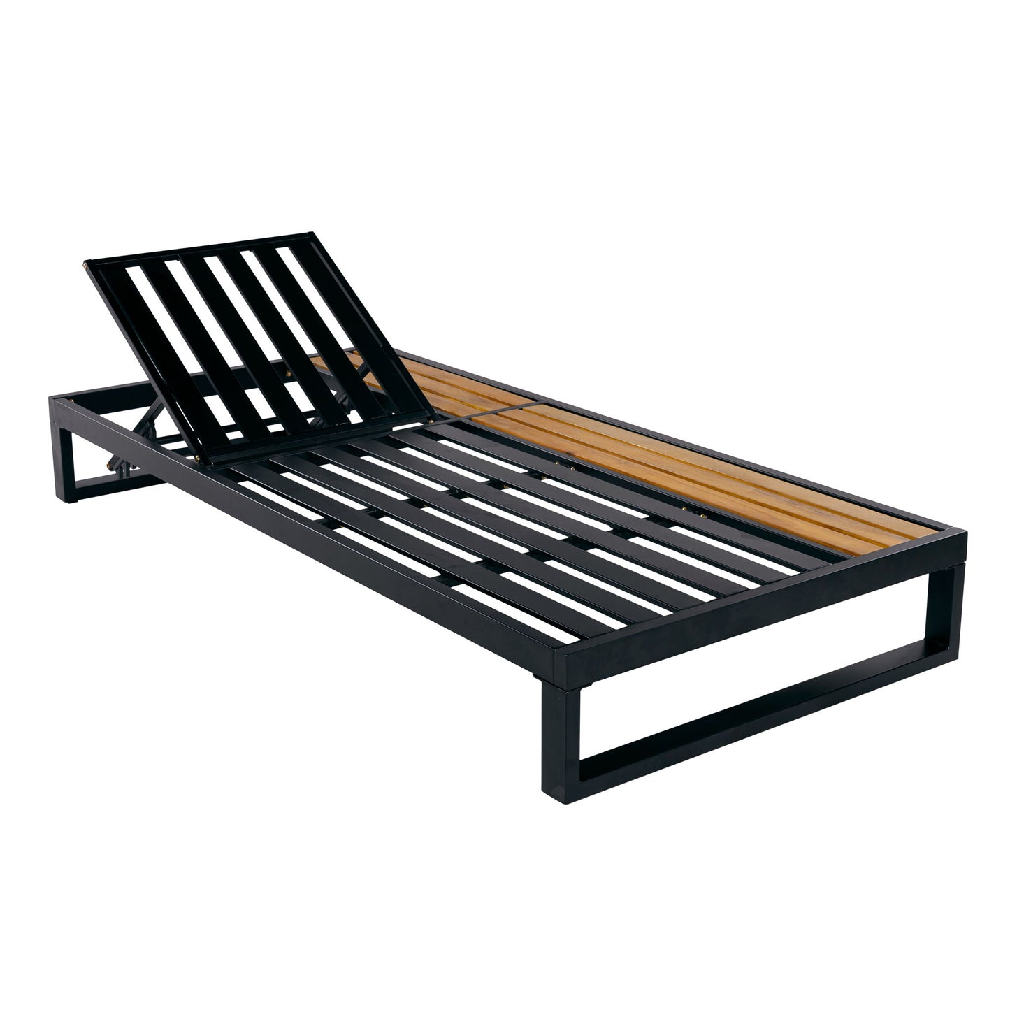 Chaise Lounge Set, 5 Position Adjustable, Flat Side Surface Storage