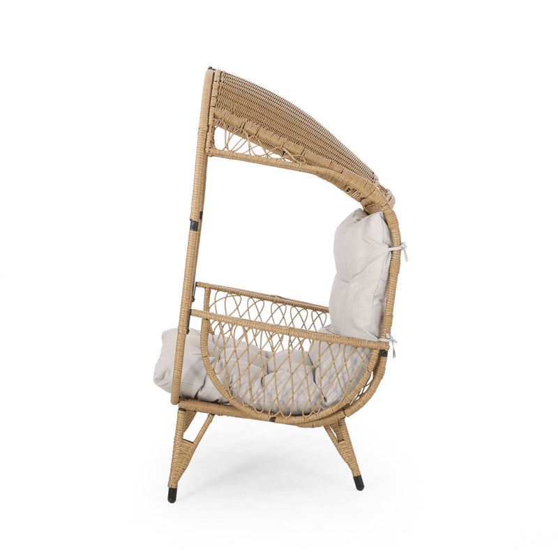 Outdoor Wicker Standing Basket Chair With Cushion - Brown