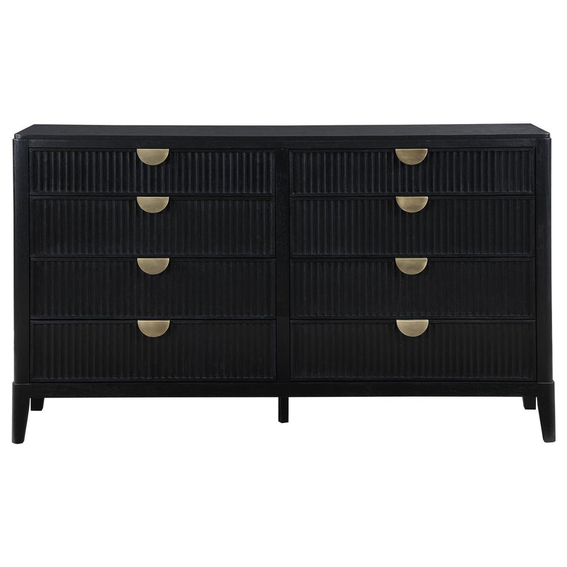Mason - 8 Drawer Dresser With Fluted Design - Black