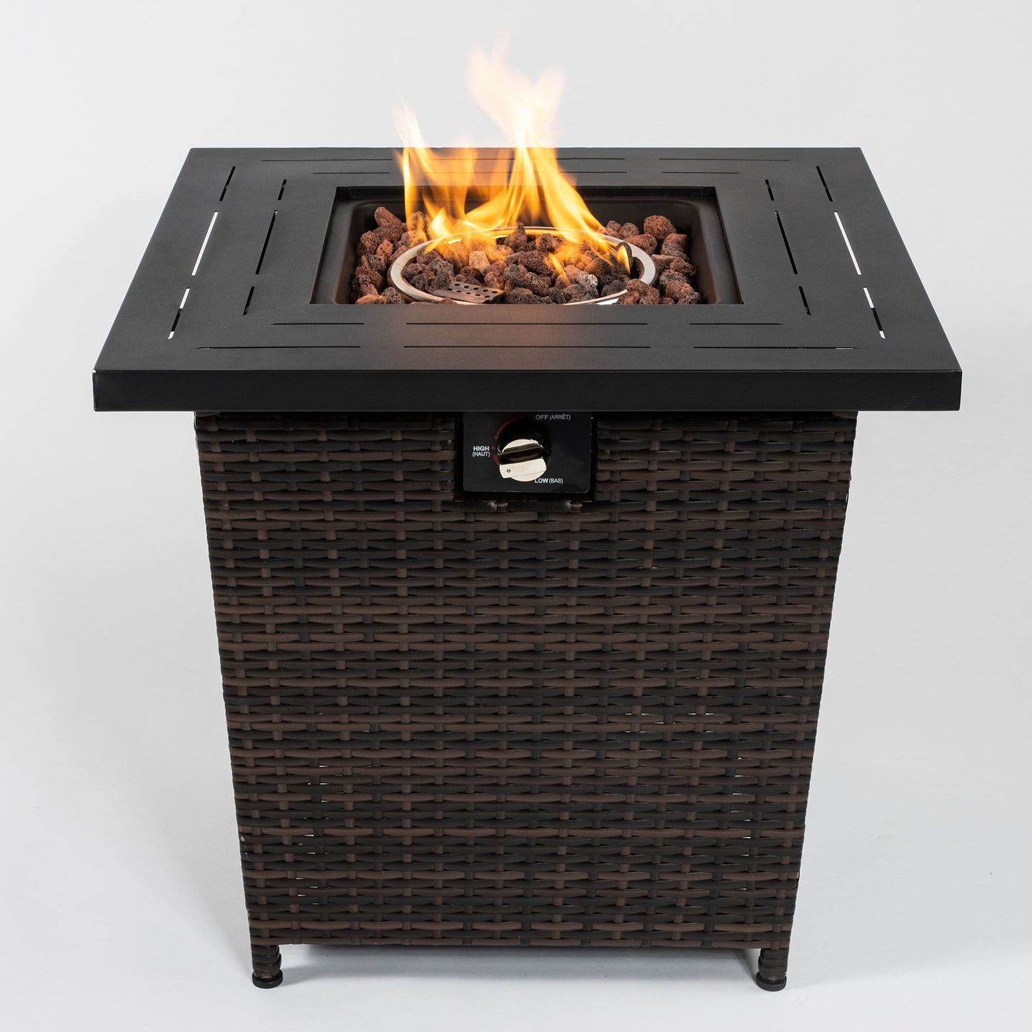 Square Fire Pit Table - Black Brown