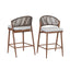 Outdoor 26" Counter Height Metal Frame Counter Stools With Scallop Shaped Backrest & Water Resistant Cushions