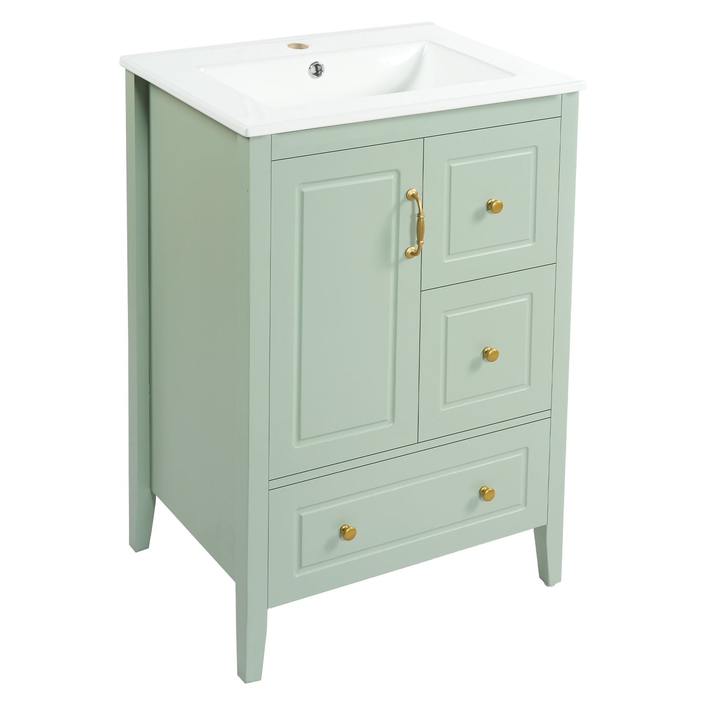 Retro Bathroom Vanity With Sink, Soft Closing Cabinet & Drawers