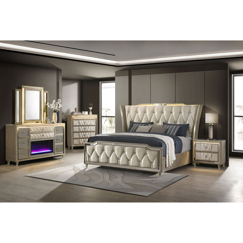Mika - 8 Drawer LED Dresser And Mirror Set - Ivory