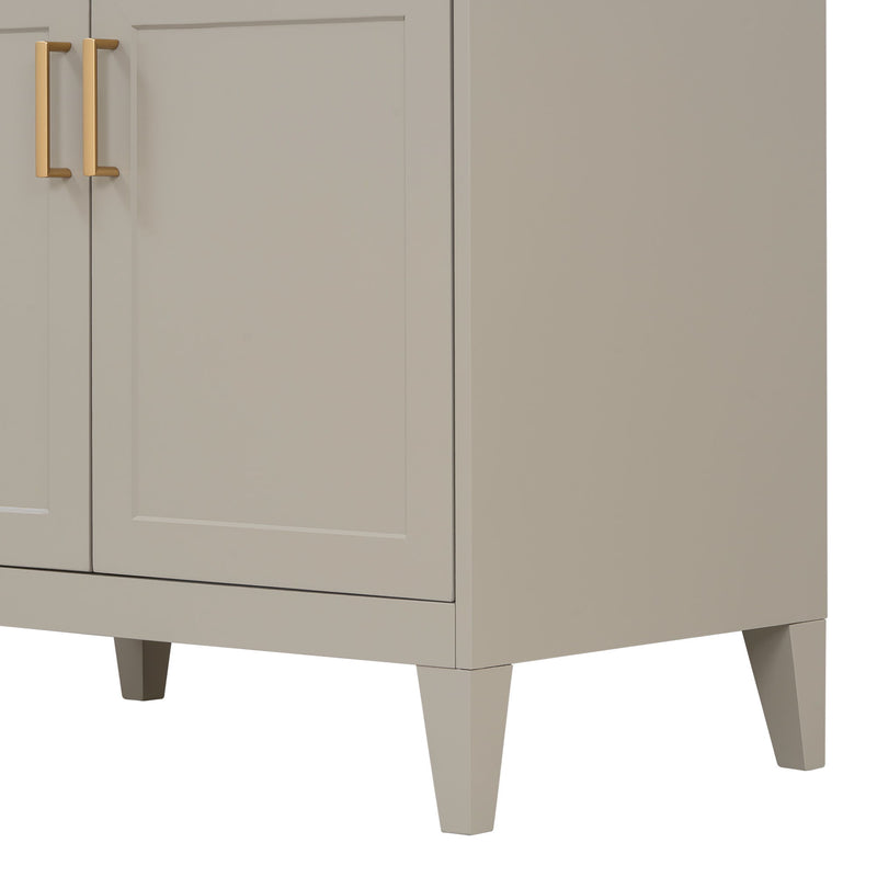 30" Bathroom Vanity With Sink Top, Soft Close Double Doors & Tip Out Drawer, Adjustable Interior Shelf, Door Mounted Organizers - Beige