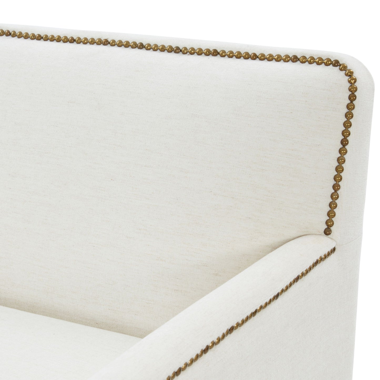 Tolland - Swivel Accent Chair With Antique Brass Nailhead Trim - Cream