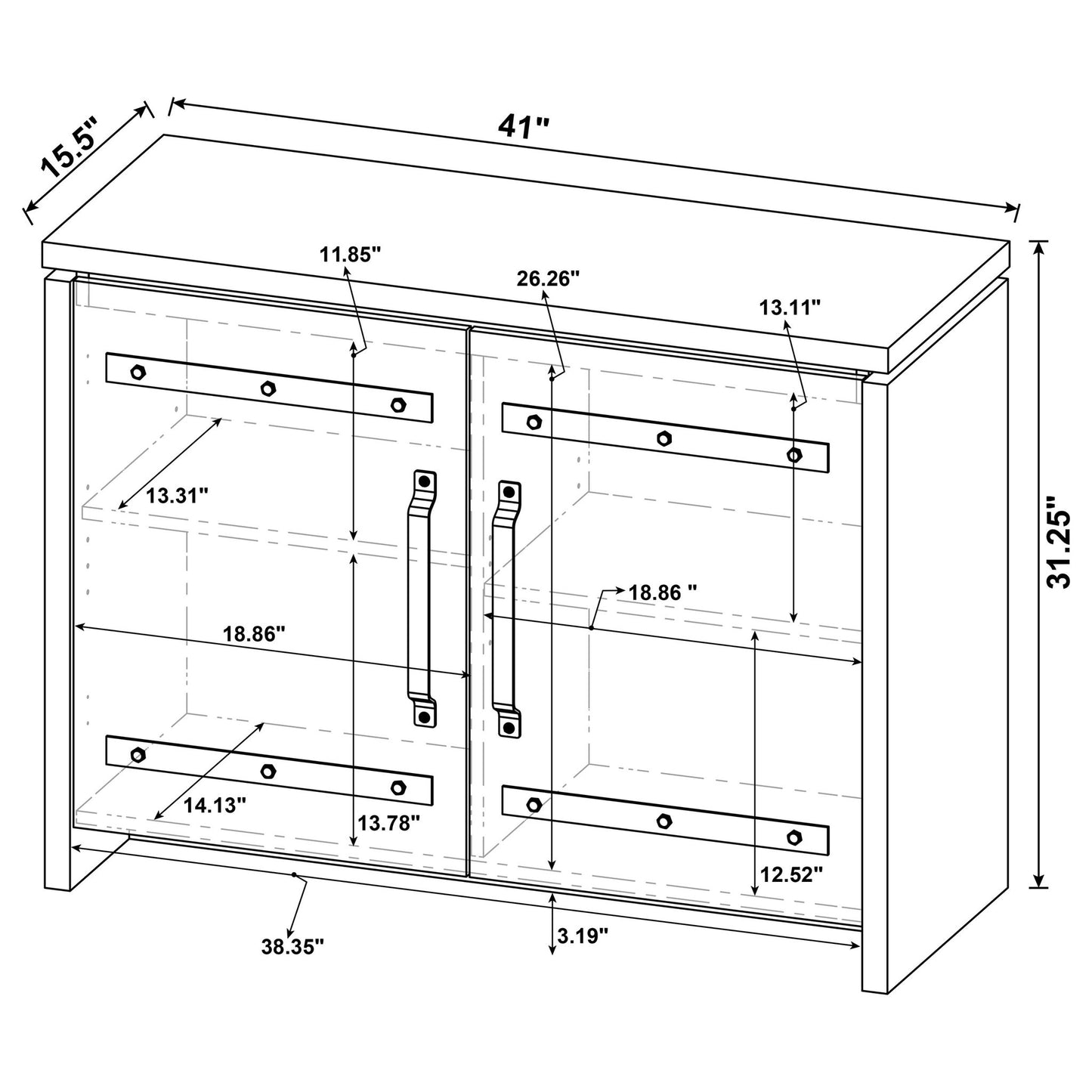 2 Door Accent Cabinet With Accents - Gray