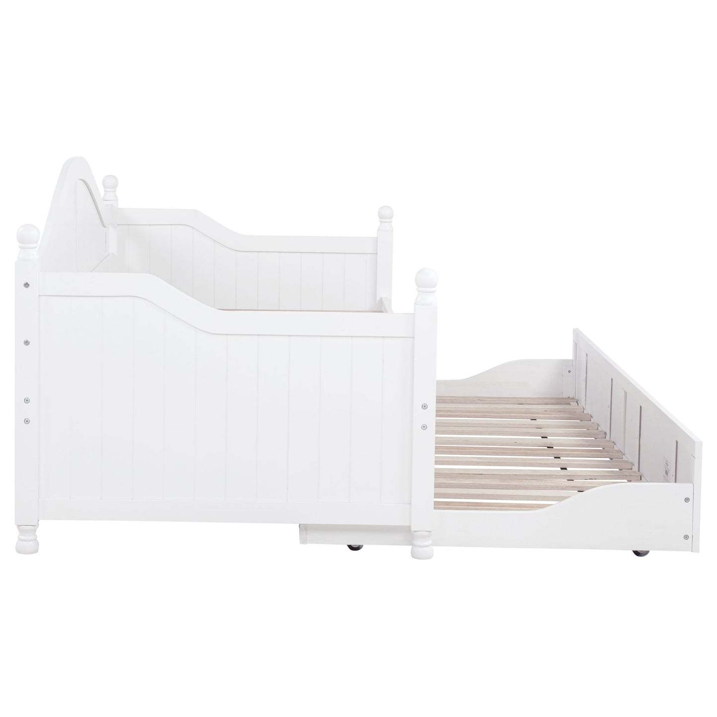 Twin Daybed With Trundle Storage Bed - White
