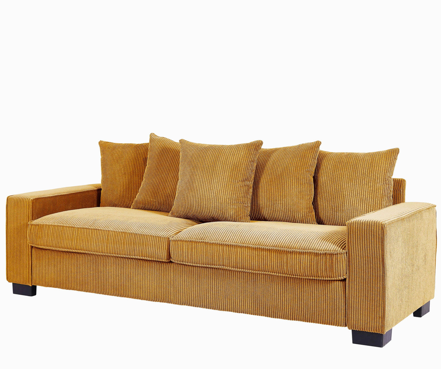 Luxe Sofa With 5 Matching Toss Pillows, Sleek Design, Spacious And Comfortable 3 Seater Couch
