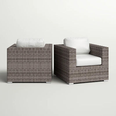 Grade - Club Patio Chair With Sunbrella Cushions (Set of 2) - Gray Mix / White