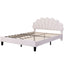 Upholstered Platform Bed With Flower Pattern Headboard