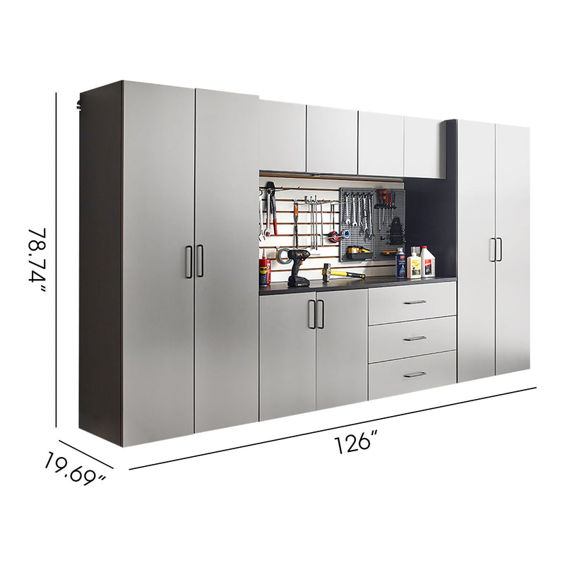 Astro Series - Garage Cabinet Set A With Soft Closing Drawers - Metallic Gray