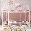 Metal Bed House Bed Frame With Fence