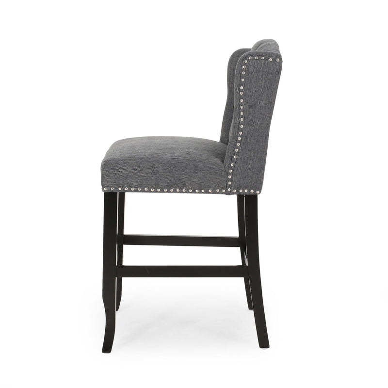 Vienna - Fabric Tufted Counter Stool With Nailhead Accents (Set of 2)