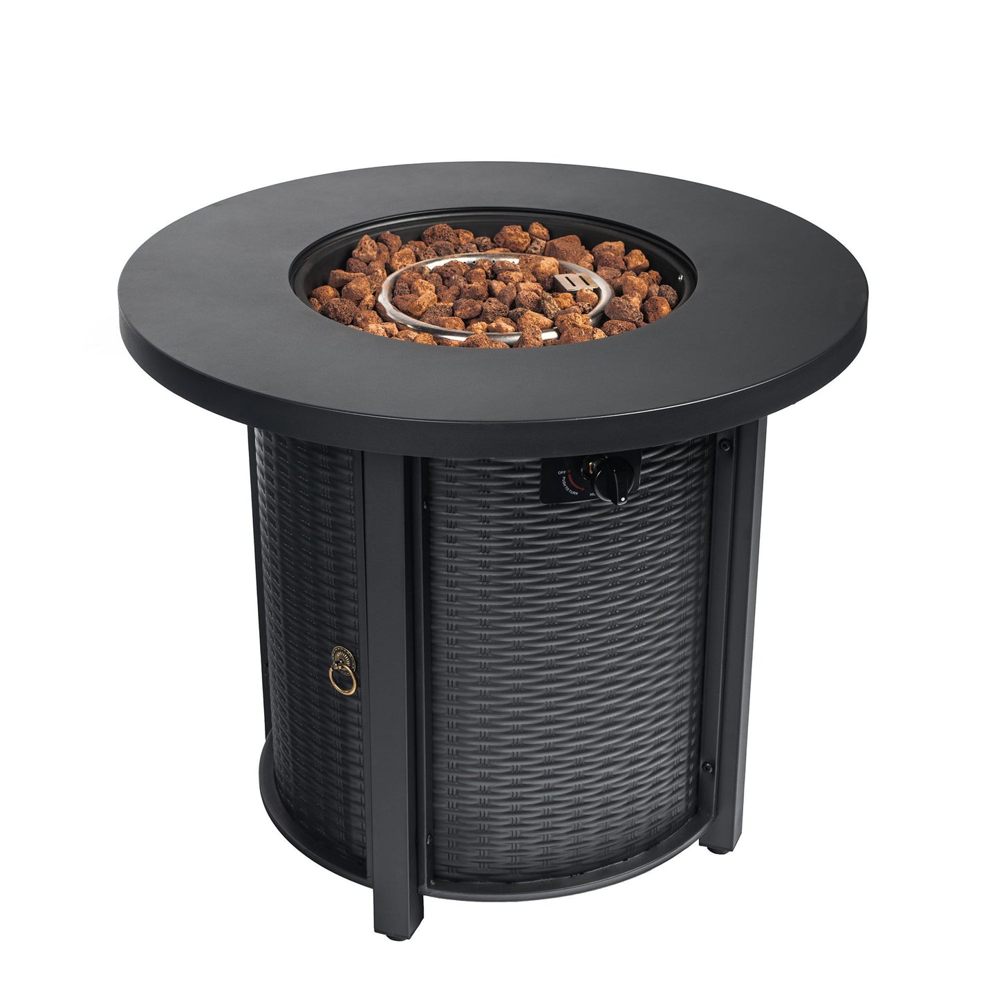 Propane Round 40000Btu Fire Pit Table - Black