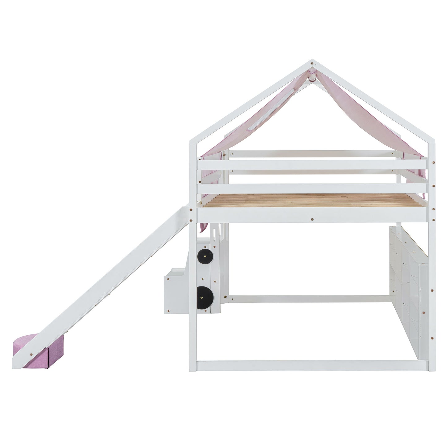 Loft Bed With House Shaped Frame And Tent