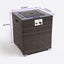 Propane Gas Square Fire Pit, Tile Tabletop With Beautiful Wicker Base For Outside