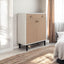Bar Cabinet With Large Storage - White / Pecan