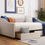 Upholstered Daybed With Two Drawers, Wood Slat Support