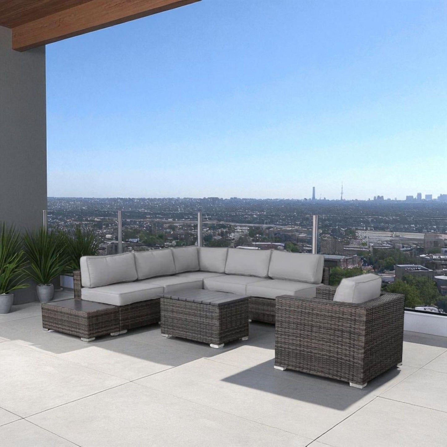 Stylish Entertainment Sectional Set, Outdoor Living