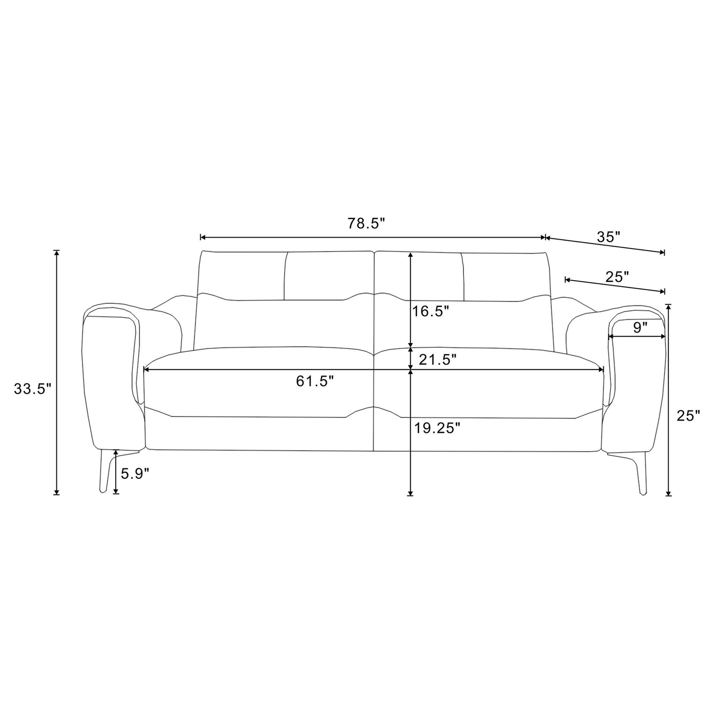 Oberle - 2 Piece Upholstered Sofa Set With Pocket Coil Seating - Charcoal