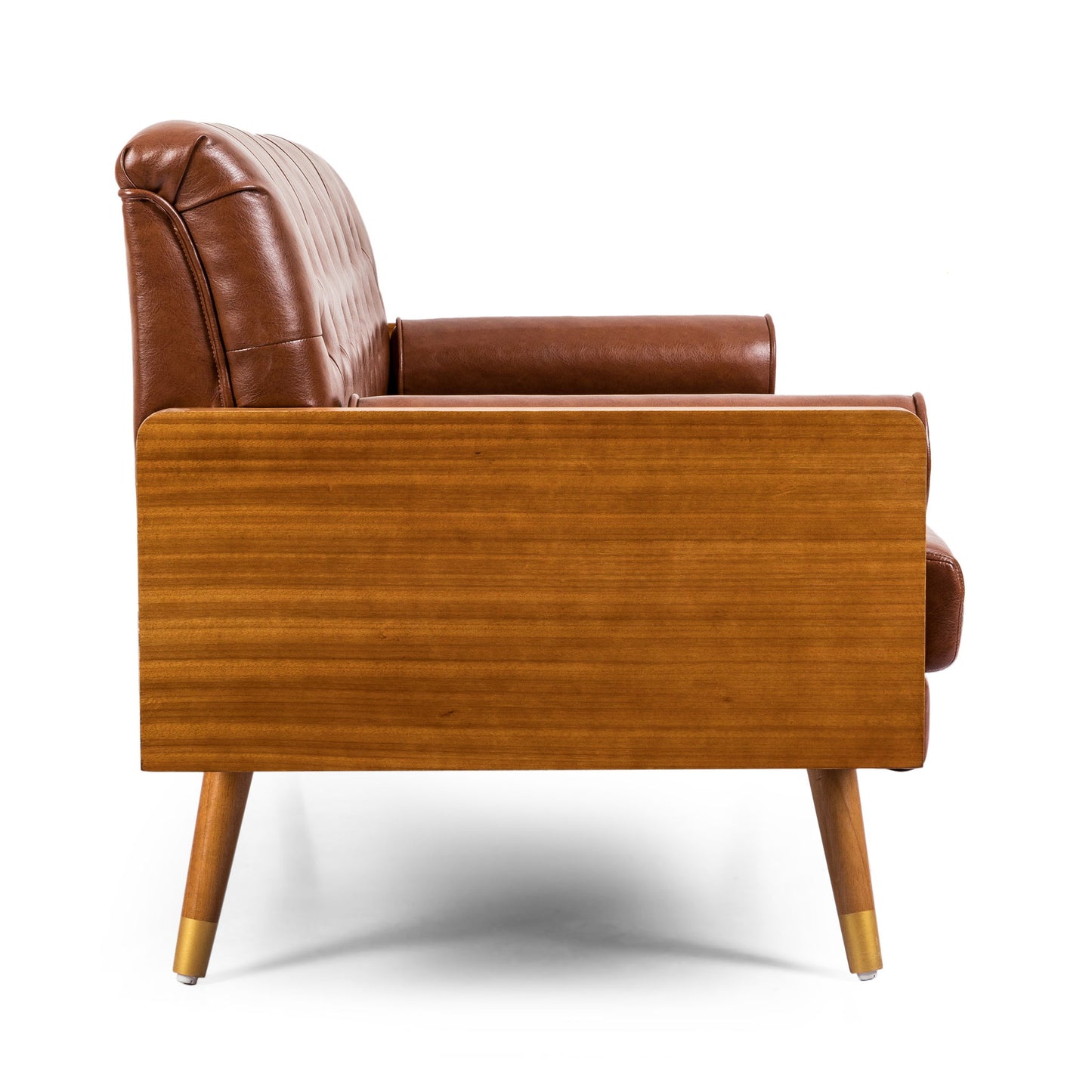 Adelaide - Tufted Sofa With Rolled Accent Pillows - Light Brown