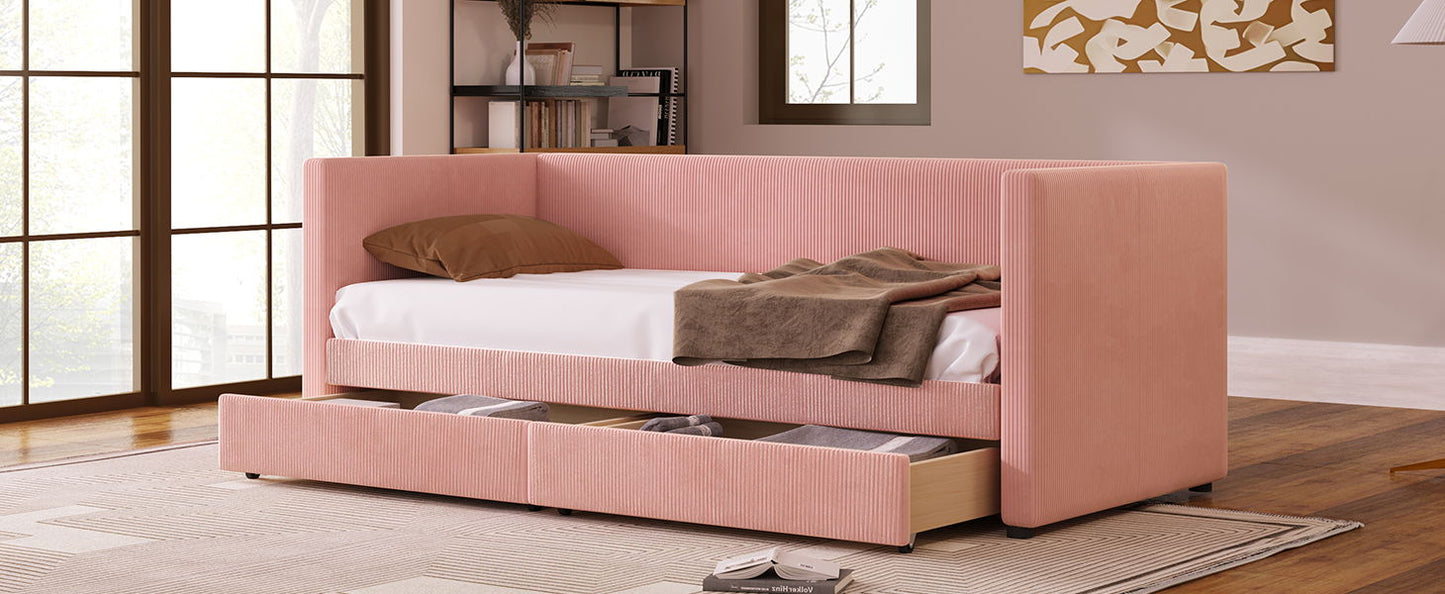 Daybed With Two Drawers And Wood Slat