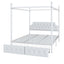 Queen Size Canopy Platform Bed With Upholstered Headboard And 2 Storage Drawers - White