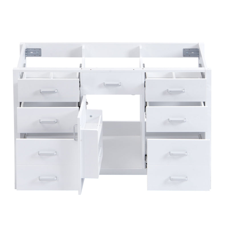 46.5" Modern Bathroom Vanity Cabinet Only, Soft Close Door & 6 Drawers - White