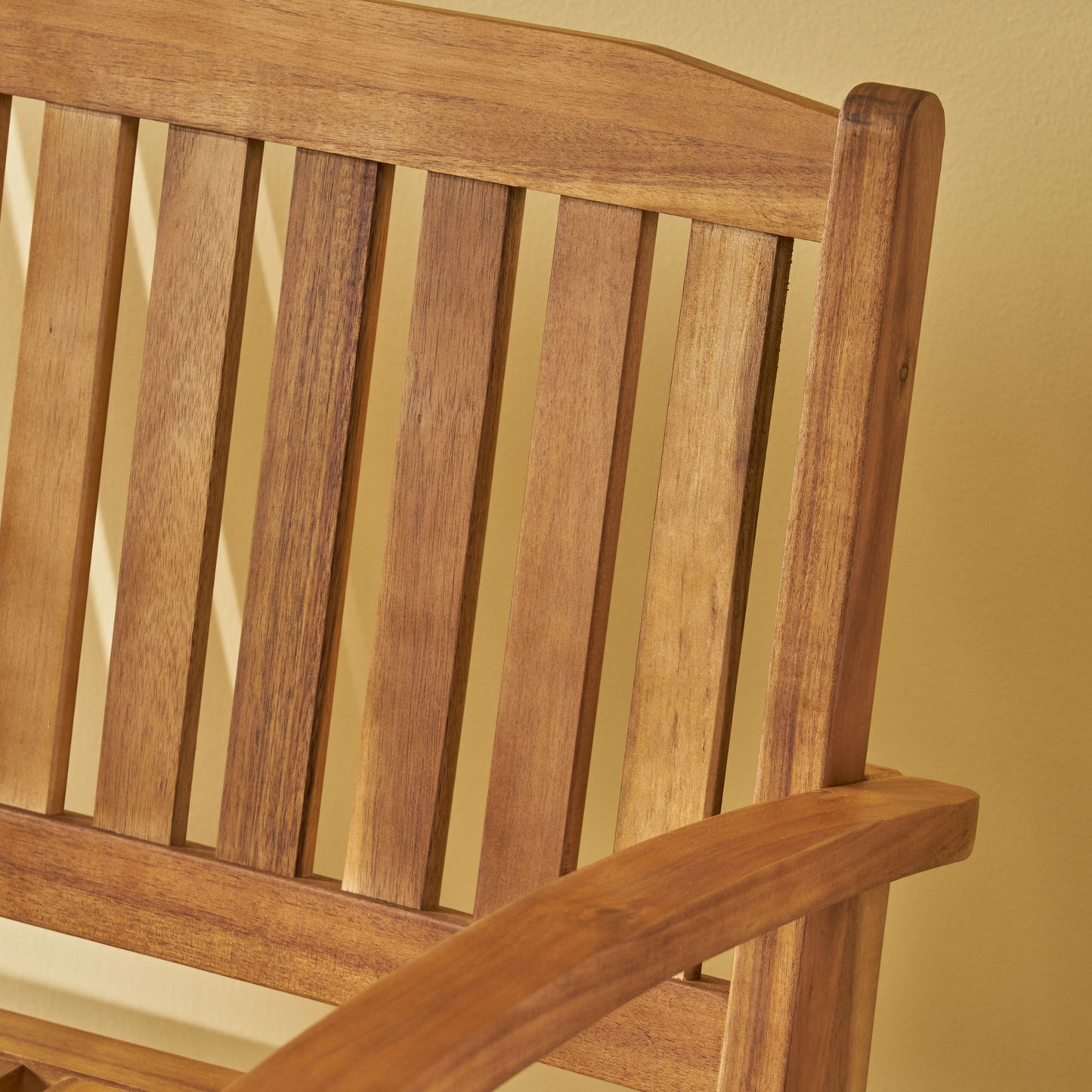 Outdoor Rocking Loveseat With Acacia Wood Frame - Natural