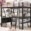 Loft Bed With 4 Layers Of Shelves And L-Shaped Desk, Stylish Metal Frame Bed With A Set Of Sockets, USB Ports And And Wireless Charging