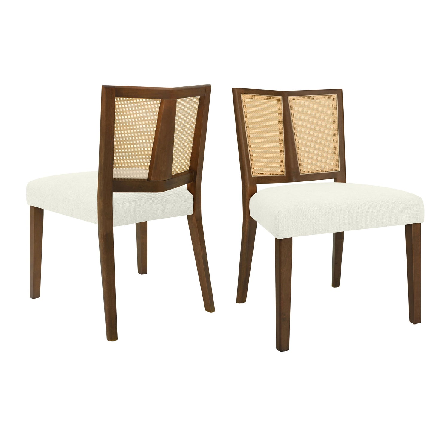 Mid Century Rattan Dining Chair Without Arms Set