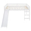 Full Loft Bed With Slide, Multifunctional Design - White