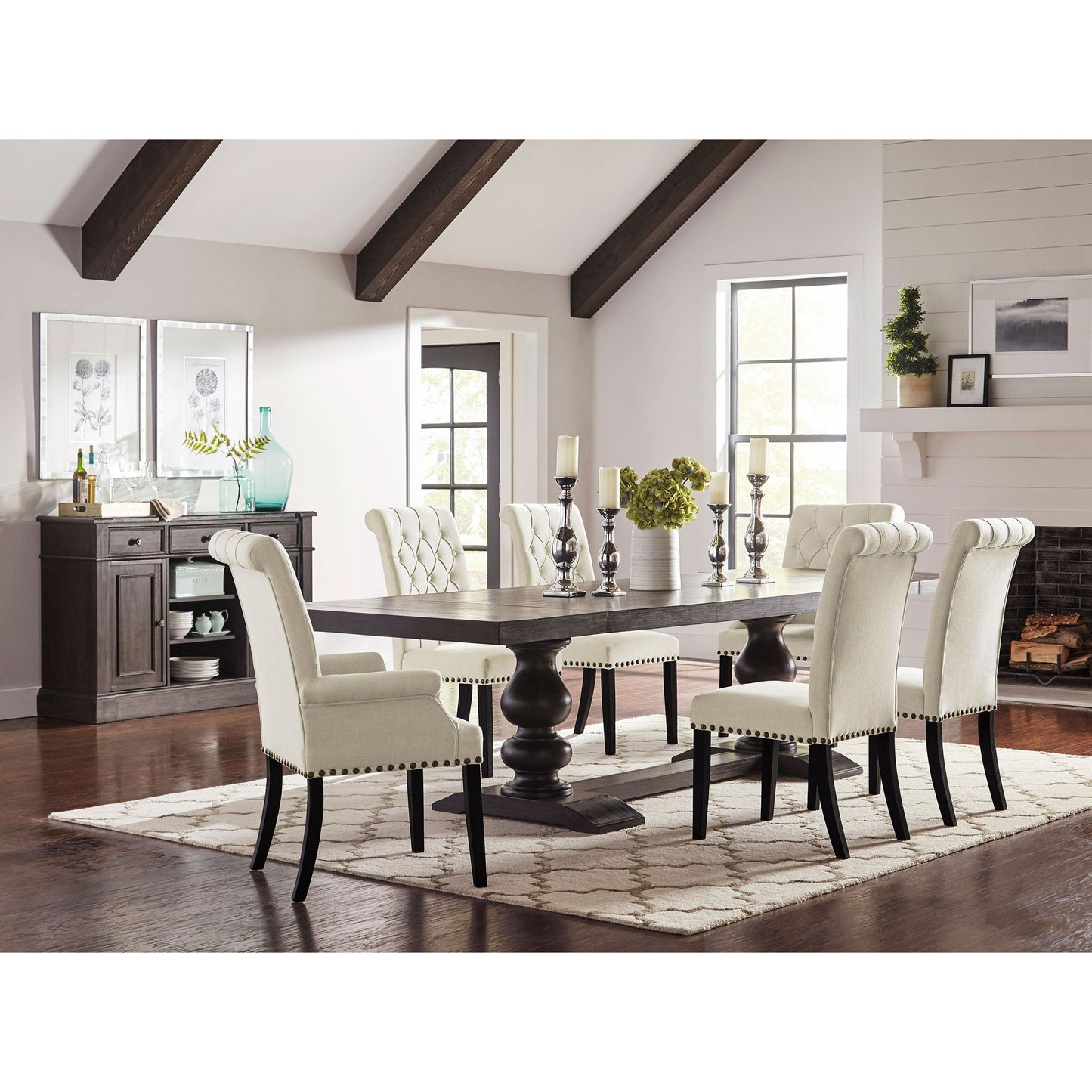 Tufted Rolled Backrest Side Chairs (Set of 2)