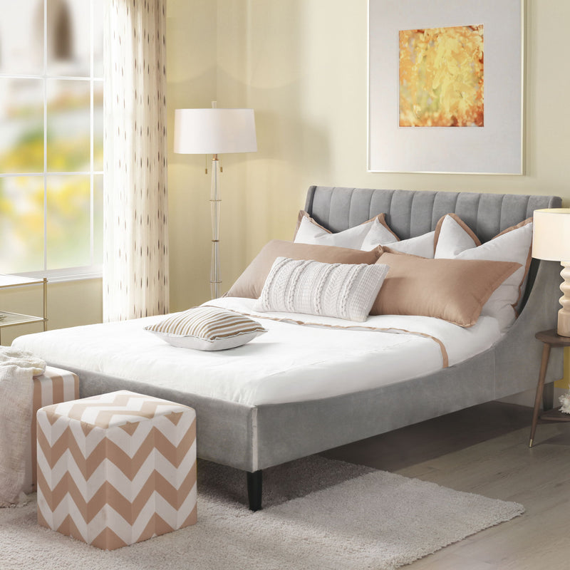 Aspen - Juego de cama de plataforma moderno con cabecero capitoné vertical