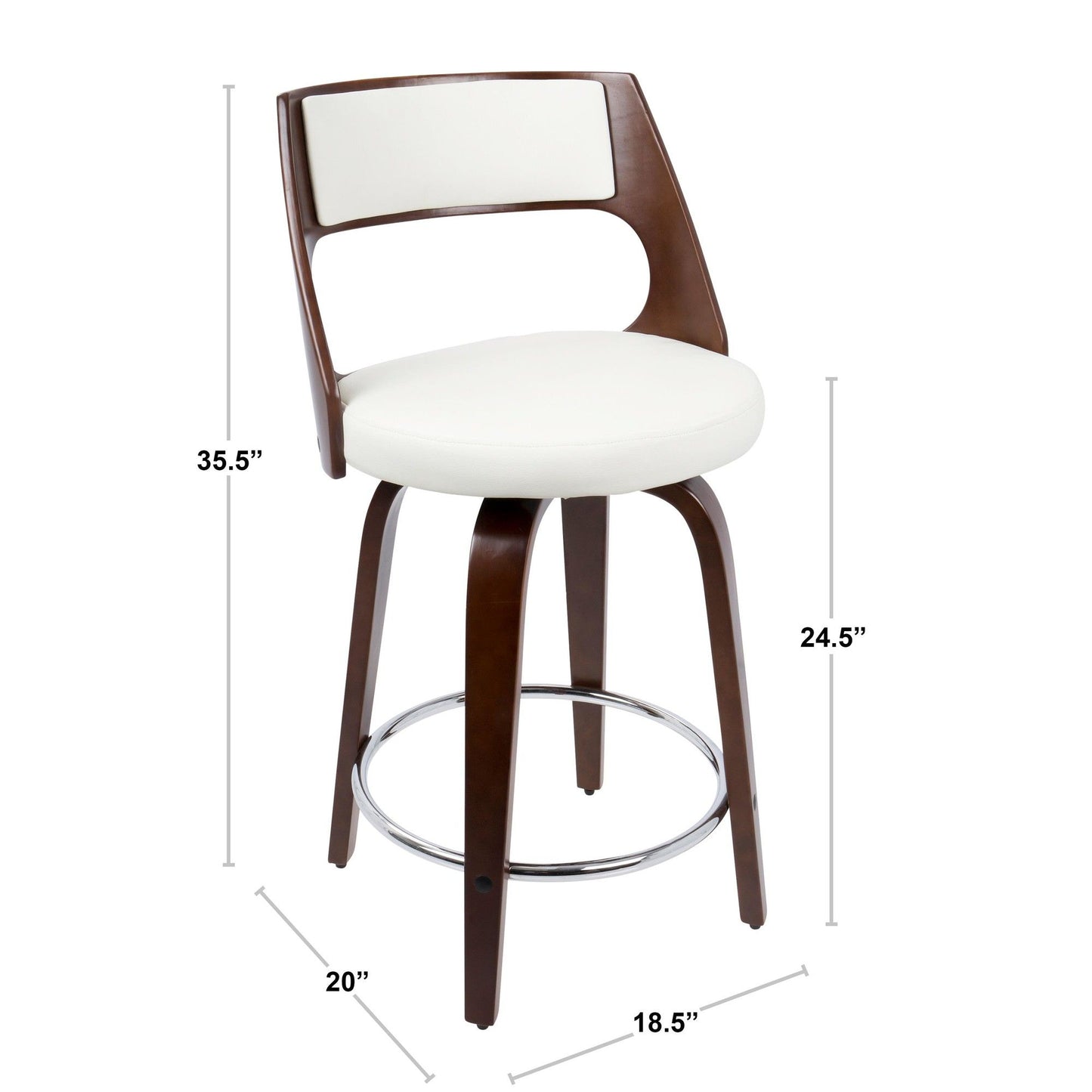 Cecina - Mid-Century Modern Fixed Height Counter Stool With Swivel And Round Footrest (Set of 2)