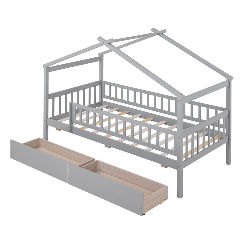 House Bed With 2 Drawers
