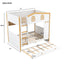 Full Over Full Bunk Bed With Storage Shelves And Trundle - White / Natural