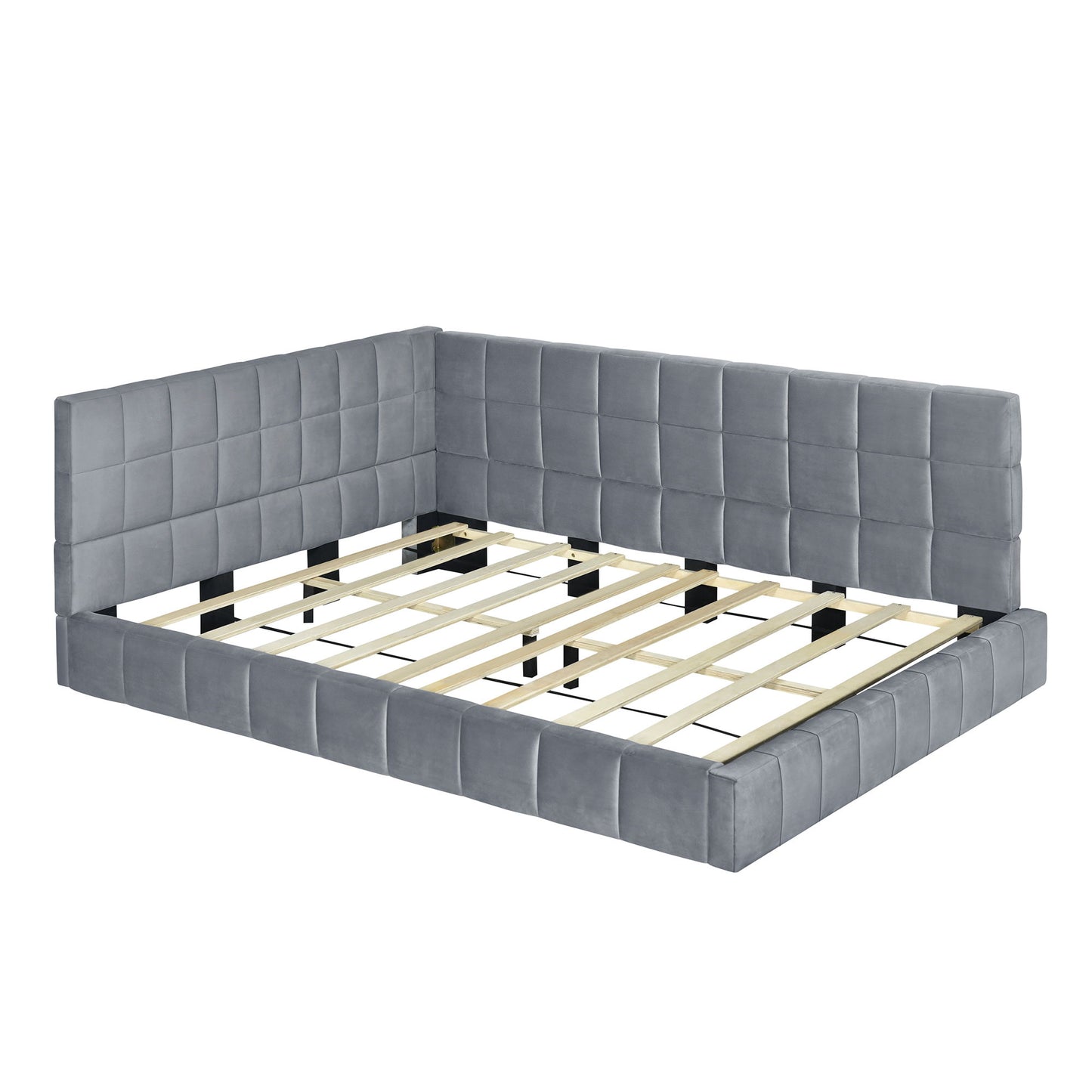 Full Size Upholstered Classic Daybed / Sofa Bed Frame, Elegant Design - Gray