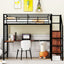 Loft Bed With Desk And Grid, Stylish Frame With Lateral Storage Ladder And Wardrobe