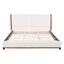 King Upholstered Bed Frame, No Box Spring Needed - Walnut / White