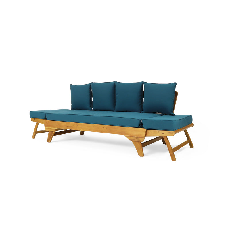 Outdoor Acacia Wood Expandable Daybed With Cushions