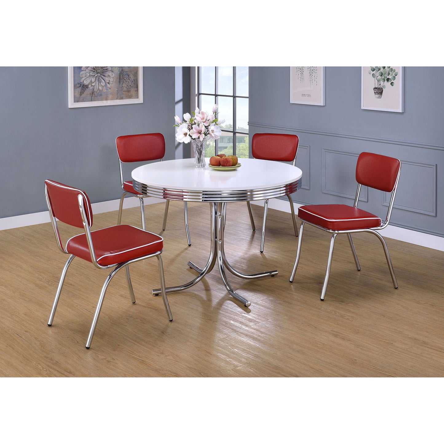 Retro Round Dining Table - White