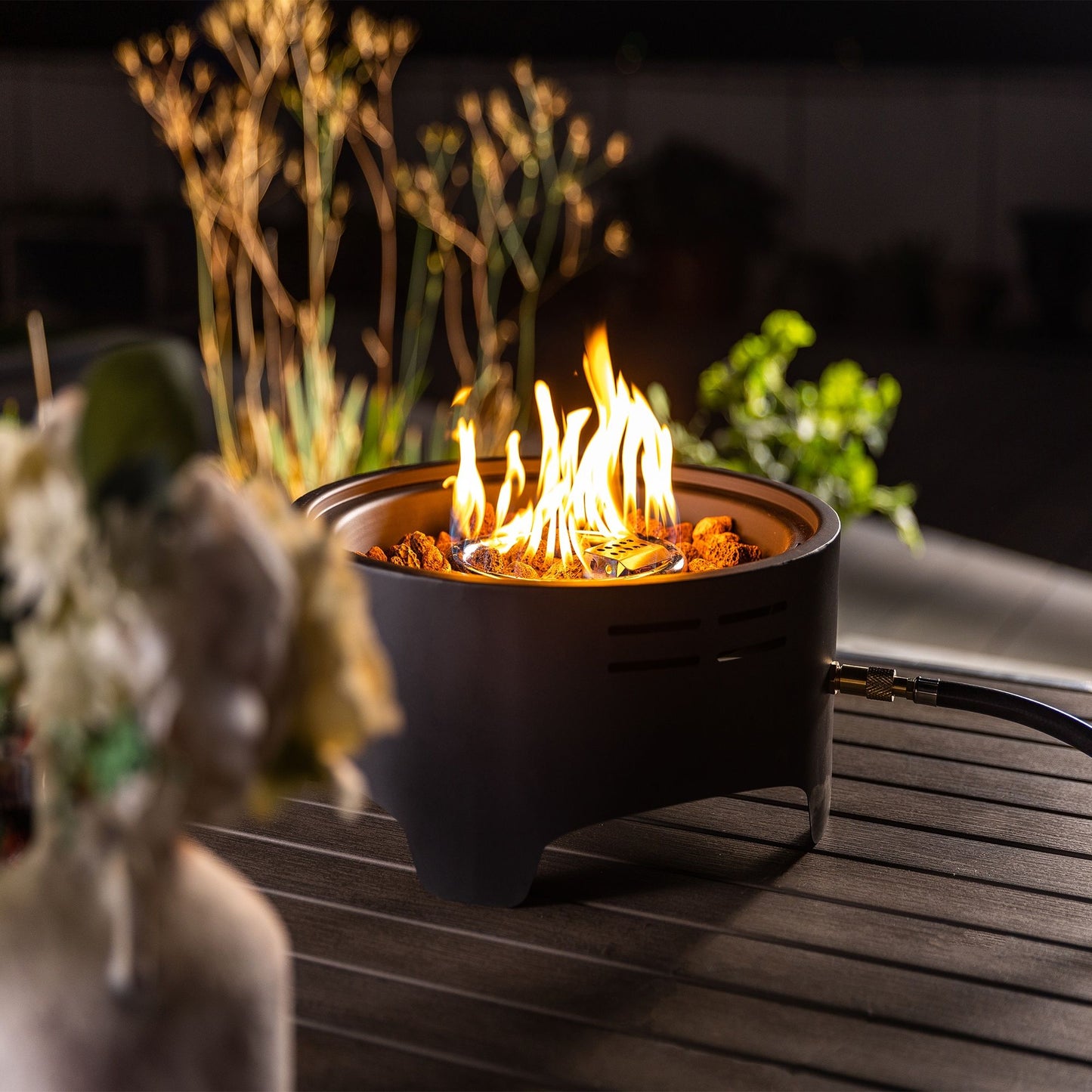 Propane Tabletop Gas Fire Pit, 40000 Btu Round For Outdoor - Black