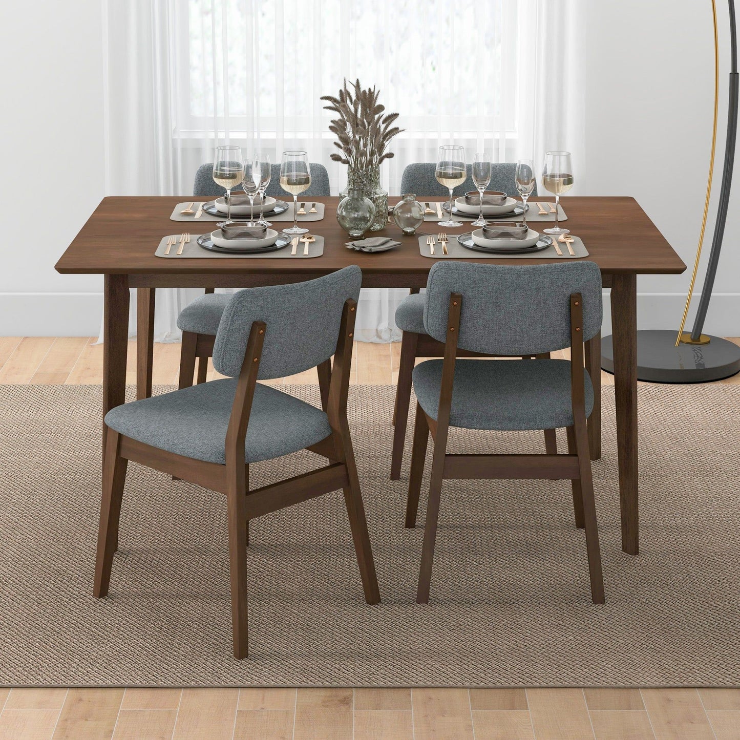 Carlos - Dining Table And 4 Side Chairs - Oak / Dark Gray