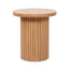 Kenzie - Fluted Pillar Round Accent Side Table - Light Natural Brown