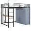 Loft Bed With Desk, Shelves, Power Outlet, LED Light And Wardrobe