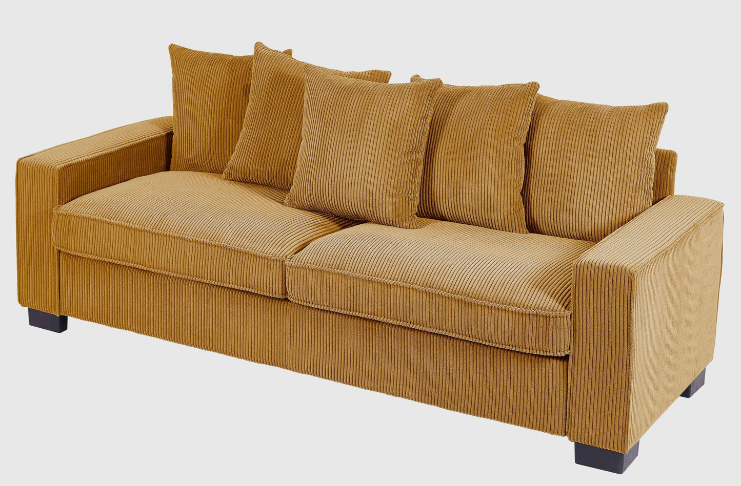 Luxe Sofa With 5 Matching Toss Pillows, Sleek Design, Spacious And Comfortable 3 Seater Couch